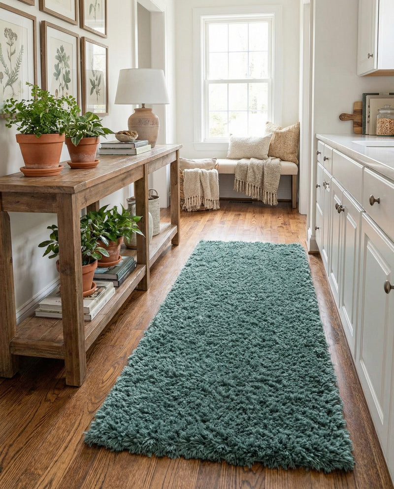 Eternal Plush Oasis Collection Area Rug -  Tranquility (Forest Green) Runner Forest Green  lifestyle 40