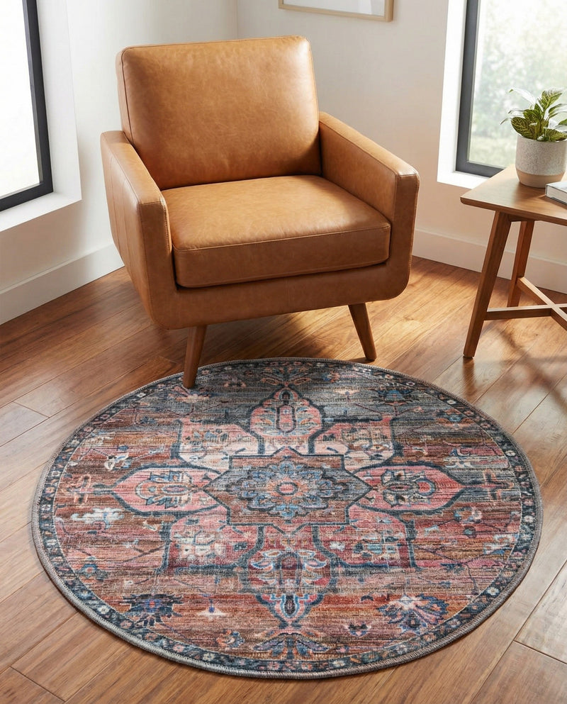 Vintage Memories Collection Area Rug -  Hindsight Round Multi  lifestyle 78