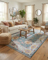 Arcadia Rugs Collection Area Rug - Eden (Gray and Blue) Rectangle Gray and Blue  lifestyle 17