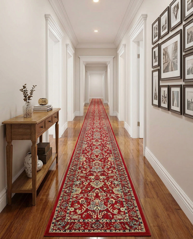 Isfahan Elegance Collection Area Rug - Naghsh-e Jahan (Red) Runner Red  lifestyle 68