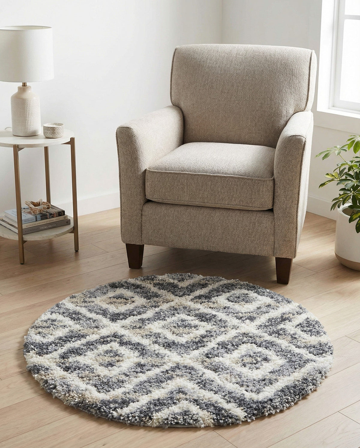 Cozy Cove Shag Collection Area Rug -  Dunes Round Gray  lifestyle 102