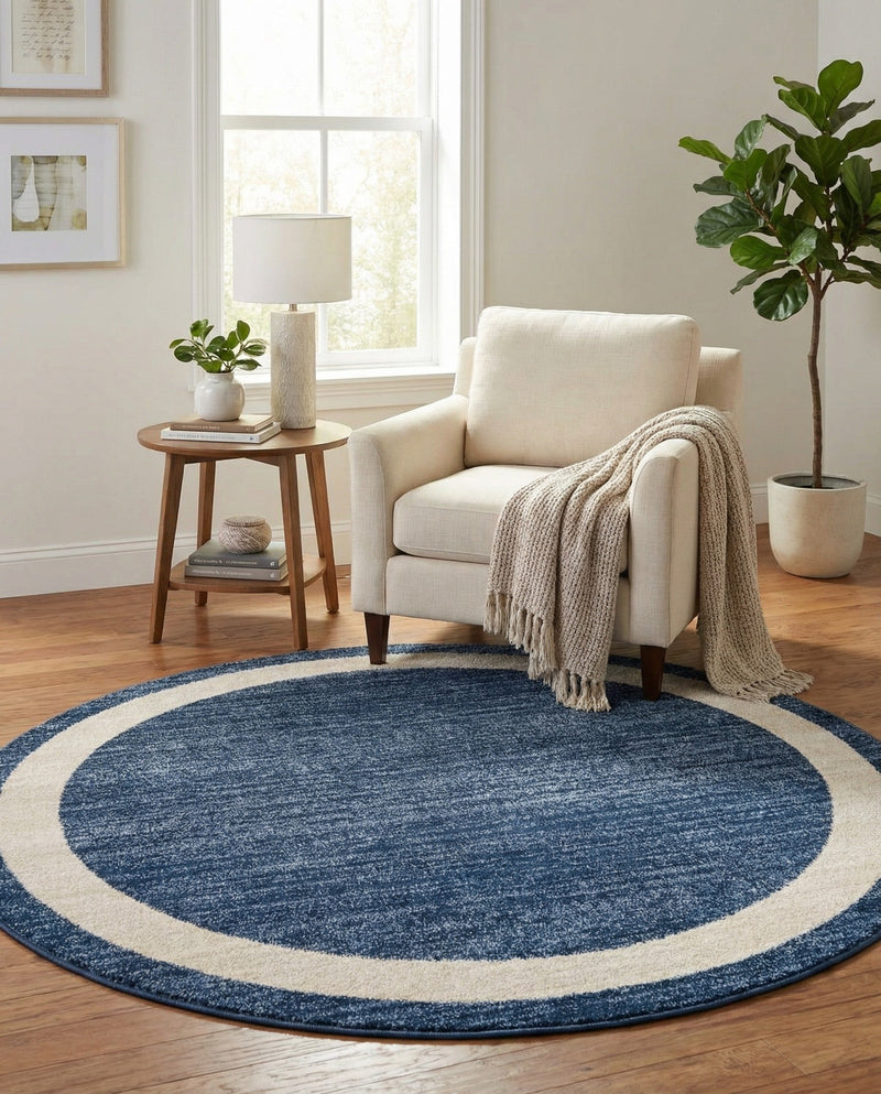 Studio Haven Collection Area Rug -  Alcove (Navy Blue) Round Navy Blue  lifestyle 31