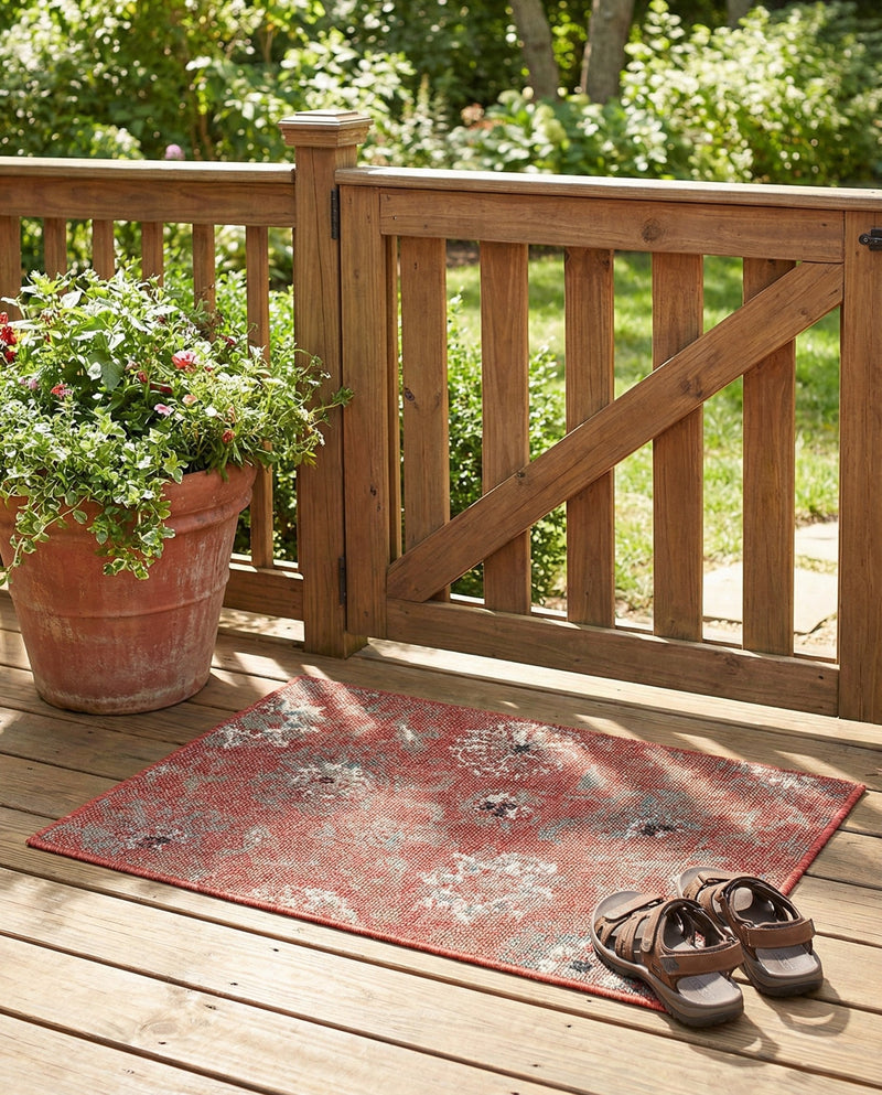 Seaside Blooms Collection Area Rug - Seychelles Rectangle Terracotta  lifestyle 61