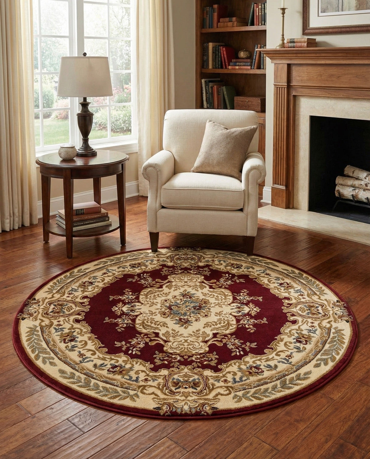 Versailles Elegance Collection Area Rug -  Vincennes Round Red  lifestyle 132