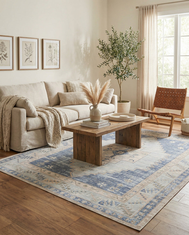 Savannah Series Collection Area Rug -  Augusta (Sky blue) Rectangle Sky blue  lifestyle 20
