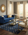 Hollywood Luxe Collection Area Rug - Sunset (Navy Blue Gold) Rectangle Navy Blue Gold  lifestyle 14