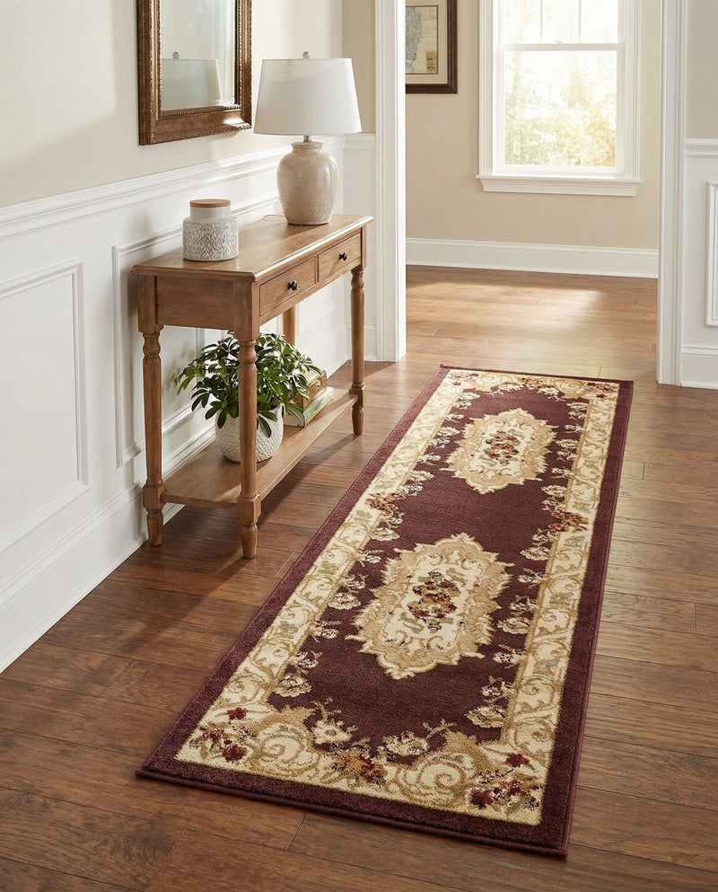 Versailles Elegance Collection Area Rug -  Louveciennes (Brown) Runner Brown  lifestyle 47