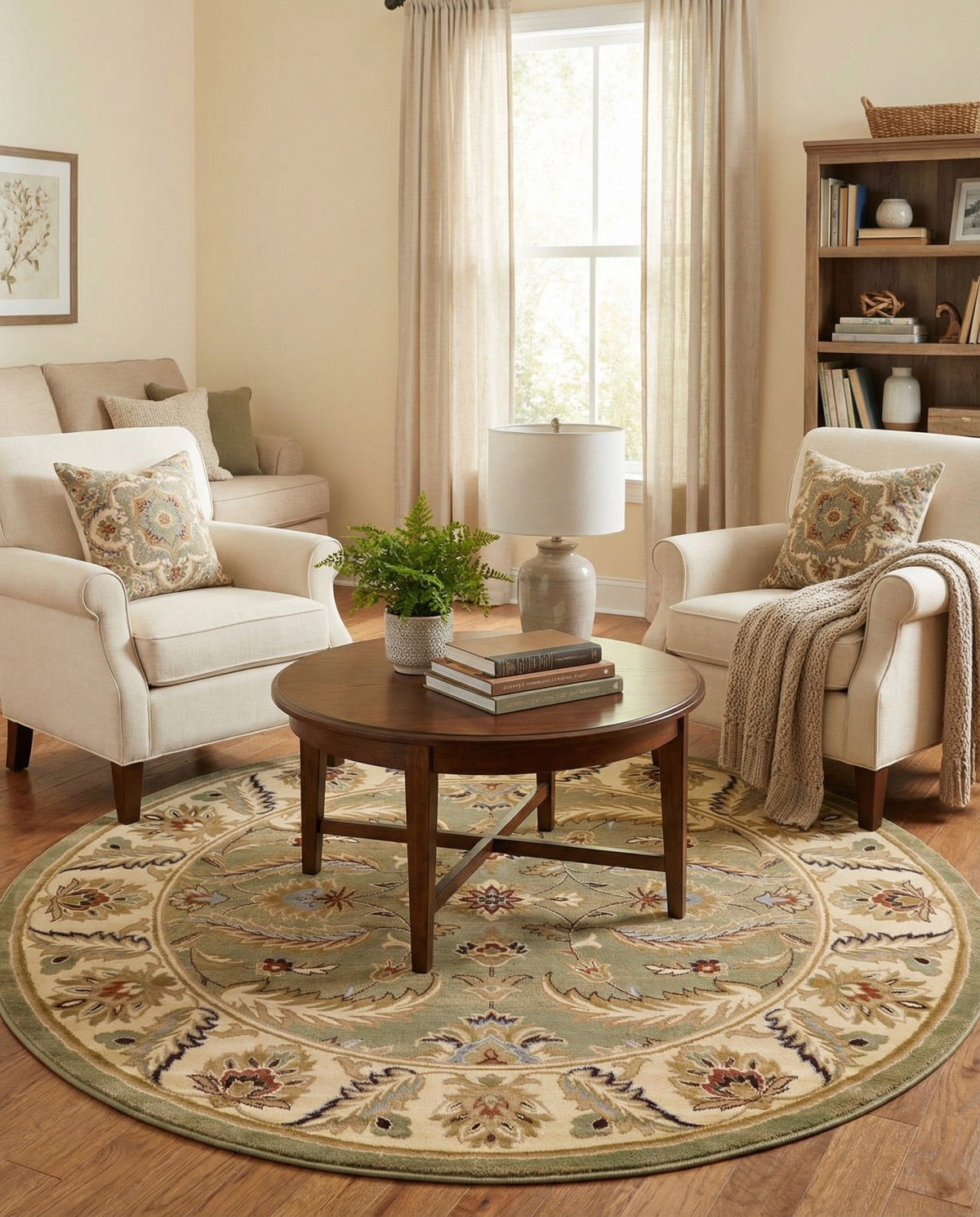 Jaipur Elegance Collection Area Rug -  Lal Round Green  lifestyle 153