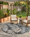 Seaside Blooms Collection Area Rug - Verdure (Charcoal) Round Charcoal  lifestyle 77
