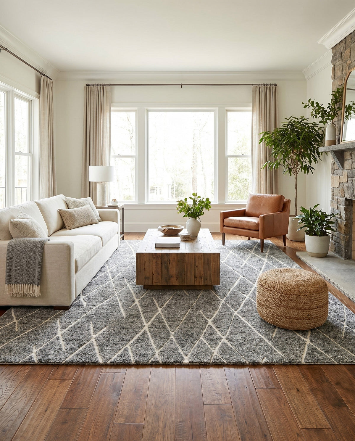 Sahara Berber Wool Collection Area Rug - Marrakesh Square Silver Gray  lifestyle 147