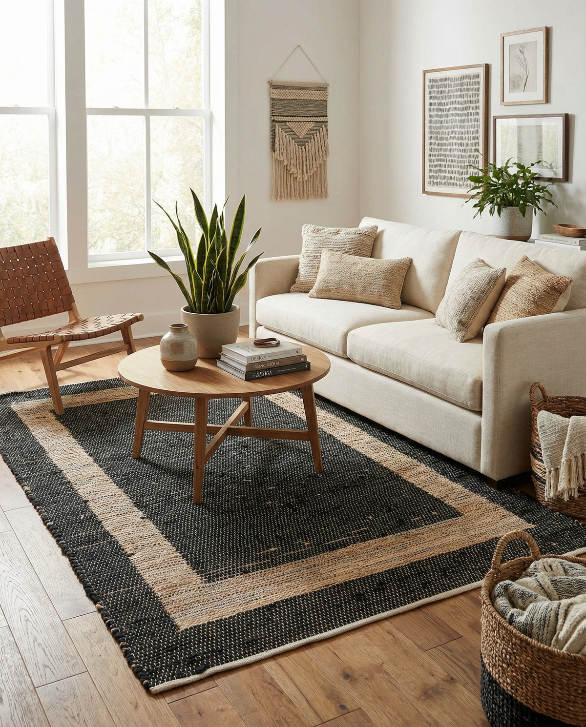 Osian Looms Collection Area Rug - Durham Rectangle Black  lifestyle 54