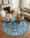 Charleston Elegance Collection Area Rug -  Seaport (Blue) Round Blue  lifestyle 72