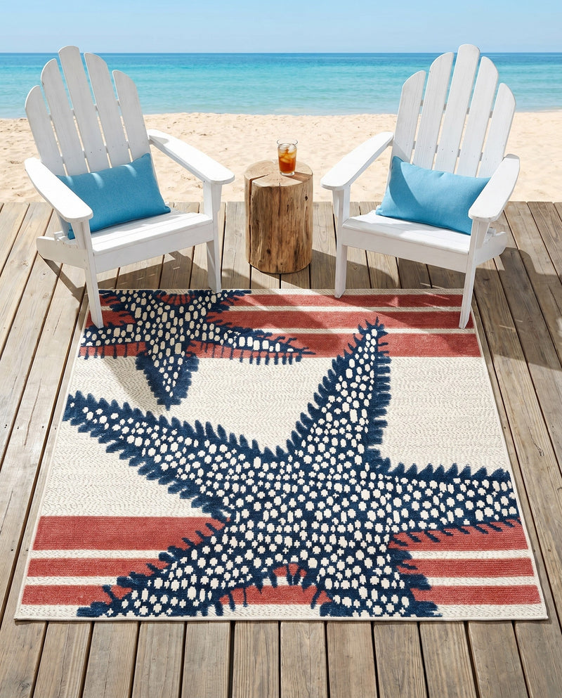 Caribbean Terrace Collection Area Rug -  Curacao Square Ivory  lifestyle 46
