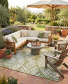 Seaside Blooms Collection Area Rug - Verdure (Green) Square Green  lifestyle 74