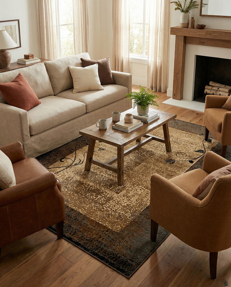 Bistro Lounge Collection Area Rug -  Affogato Rectangle Beige  lifestyle 24