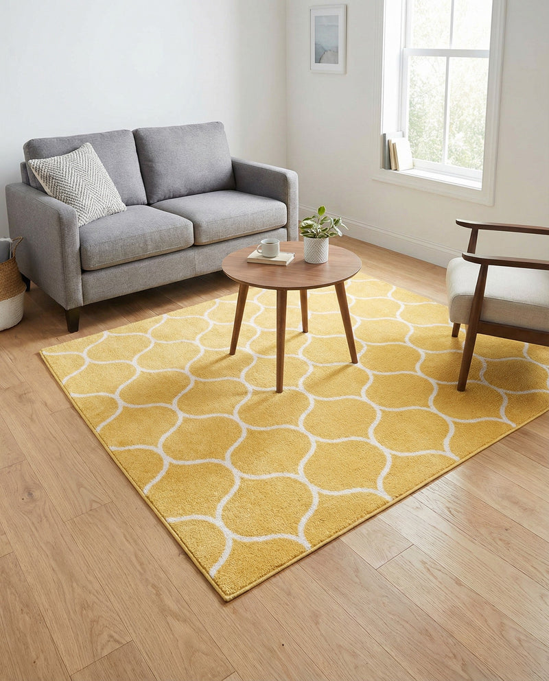 Trellis Mosaic Collection Area Rug -  Pergolatown (Yellow) Square Yellow  lifestyle 60