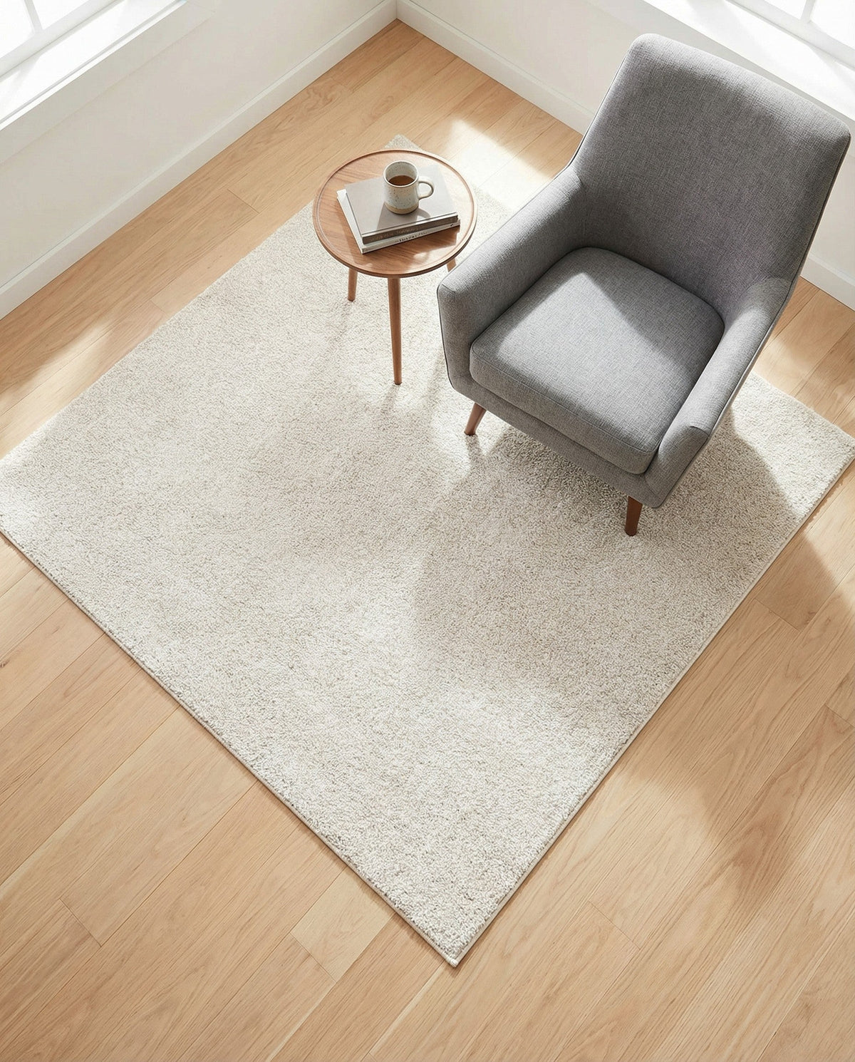 Solid Shag Seaside Collection Area Rug - Azure Cove (Ivory) Square Ivory  lifestyle 91