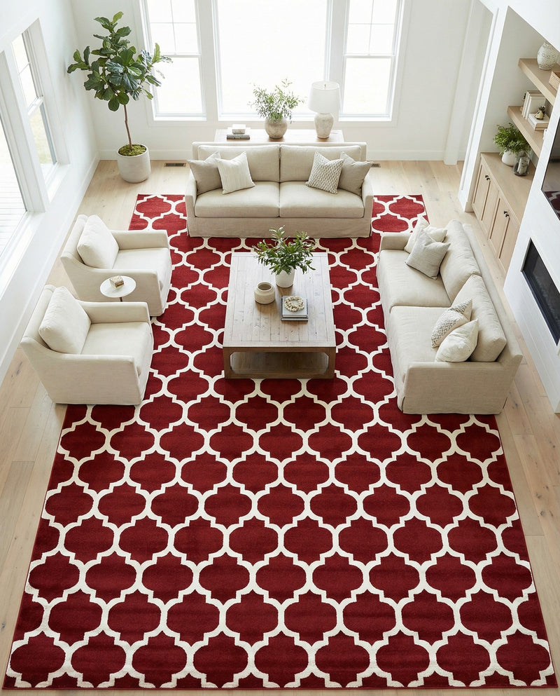 Lattice Gardens Collection Area Rug -  Bloomfield (Dark Terracotta) Rectangle Dark Terracotta  lifestyle 9