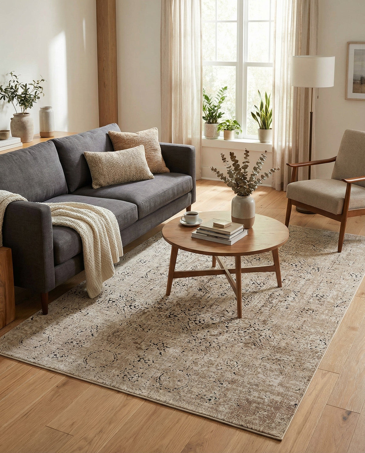 Coastal Manor Collection Area Rug -  Wavecrest Rectangle Beige  lifestyle 44