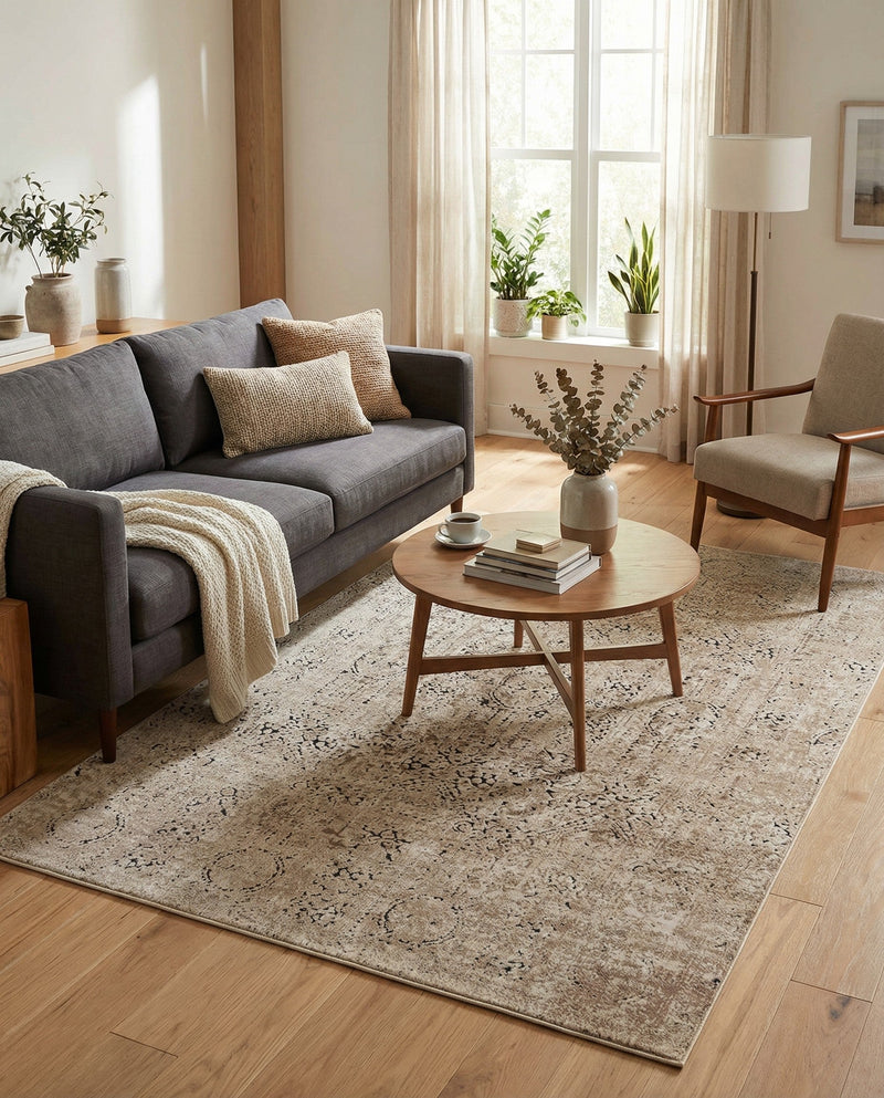 Coastal Manor Collection Area Rug -  Wavecrest Rectangle Beige  lifestyle 44