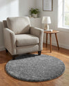 Cozy Comfort Shag Collection Area Rug - Haven (Pebble Gray) Round Pebble Gray  lifestyle 32