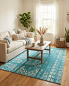 Brighton Stripes Collection Area Rug - Sussex (Turquoise) Rectangle Turquoise  lifestyle 17