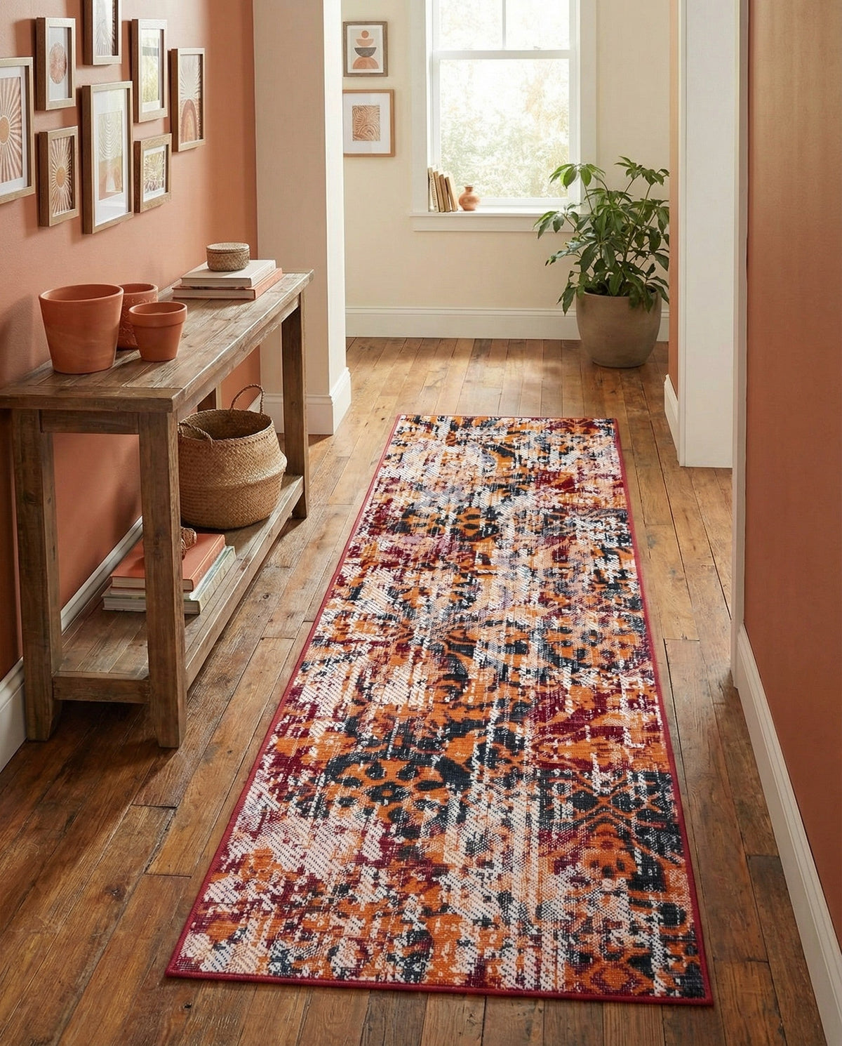 Geneva Terrace Collection Area Rug -  Morges Runner Rust Red  lifestyle 112