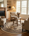 Isfahan Elegance Collection Area Rug - Naghsh-e Jahan (Ivory) Round Ivory  lifestyle 55