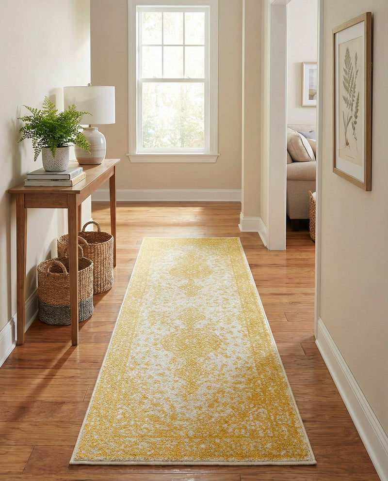 Dover Terrace Collection Area Rug - Marina (Yellow) Runner Yellow  lifestyle 43