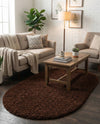 Plush Oasis Collection Area Rug - Serenity (Chocolate Brown) Oval Chocolate Brown  lifestyle 34
