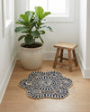 Woven Seaside Jute Collection Area Rug - Nantucket Round Navy and White  lifestyle 39