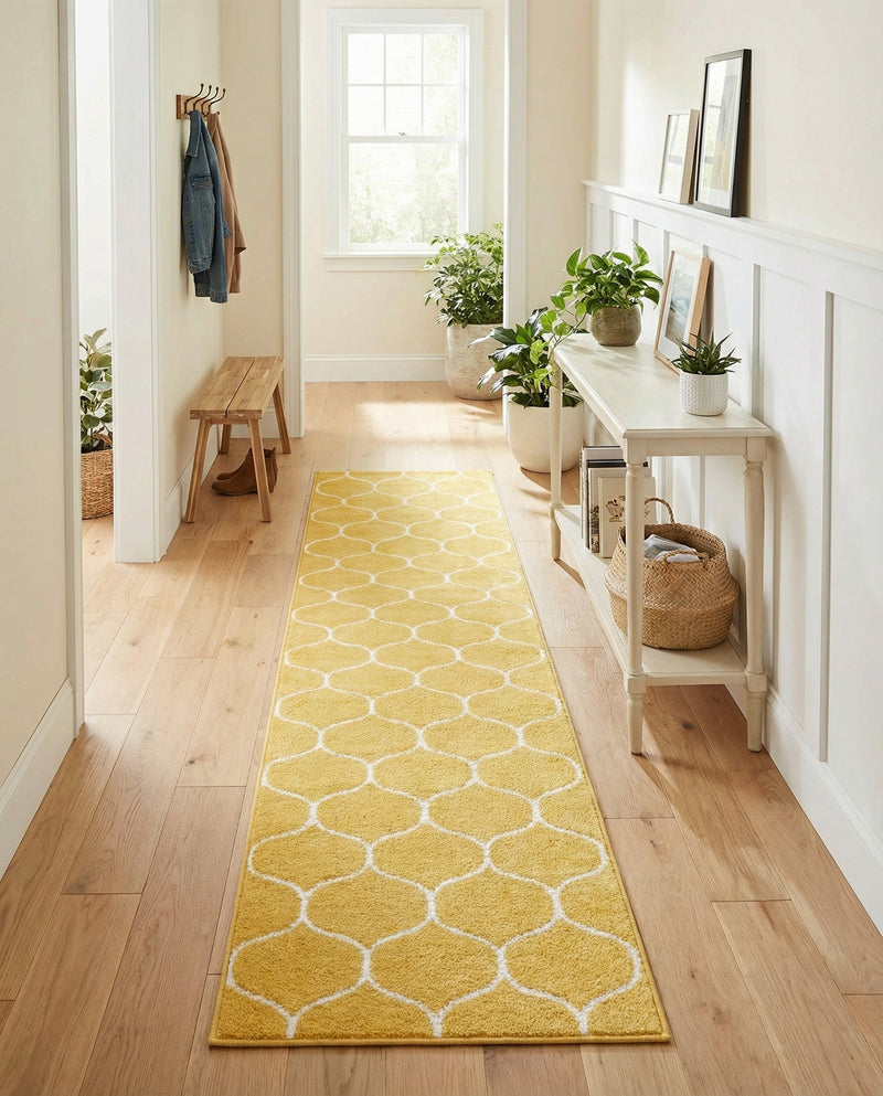 Trellis Mosaic Collection Area Rug -  Pergolatown (Yellow) Runner Yellow  lifestyle 44