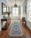 Tabriz Tapestry Collection Area Rug - Azerbaijan (Light Blue) Runner Light Blue  lifestyle 40