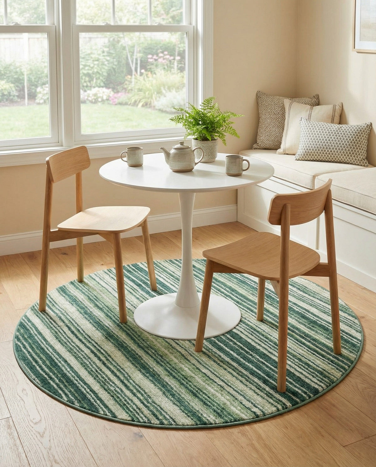 Jewel Oasis Collection Area Rug - Sapphire (Green) Round Green  lifestyle 136