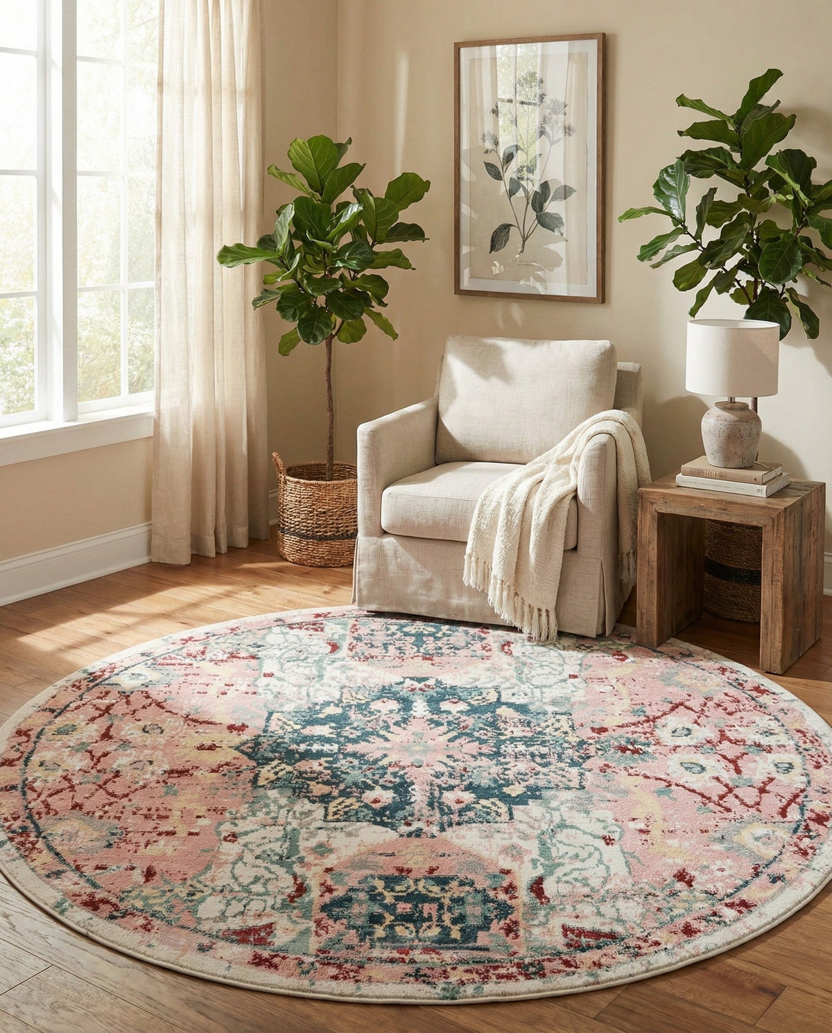 Savannah Elegance Collection Area Rug -  Azalea Round Pink  lifestyle 164