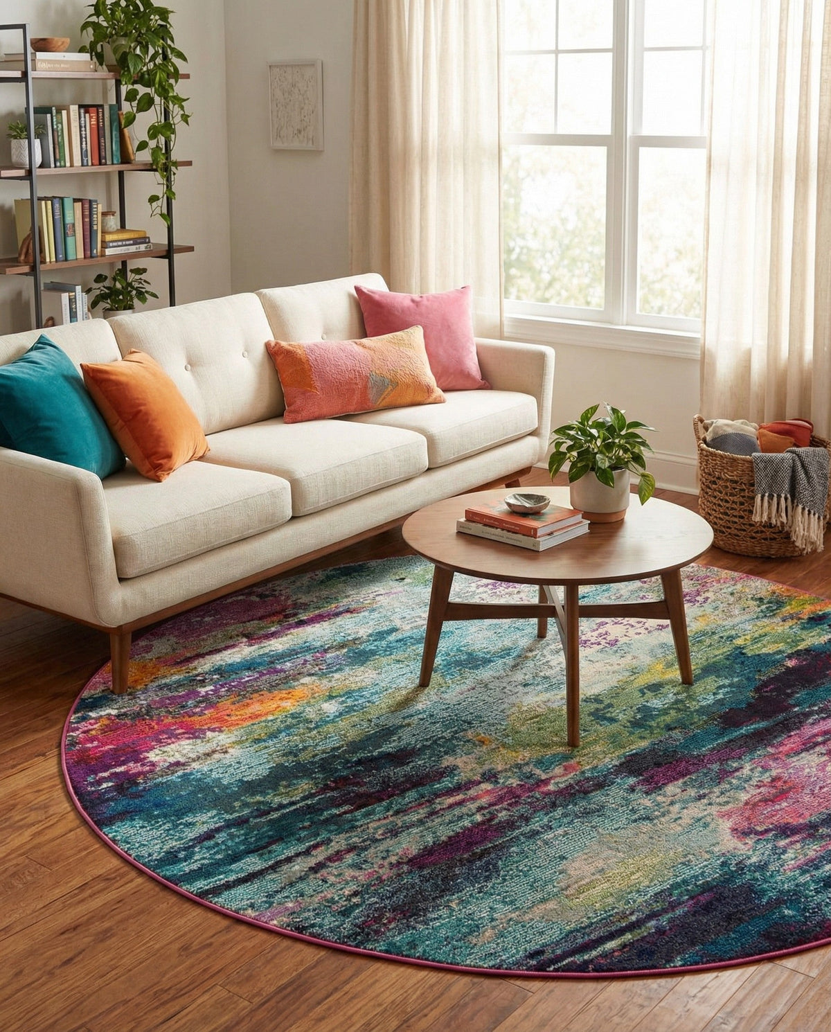 Chromatic Oasis Collection Area Rug -  Oasis Round Multi  lifestyle 115