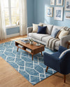 Garden Maze Retreat Collection Area Rug -  Greenbower Rectangle Blue  lifestyle 20