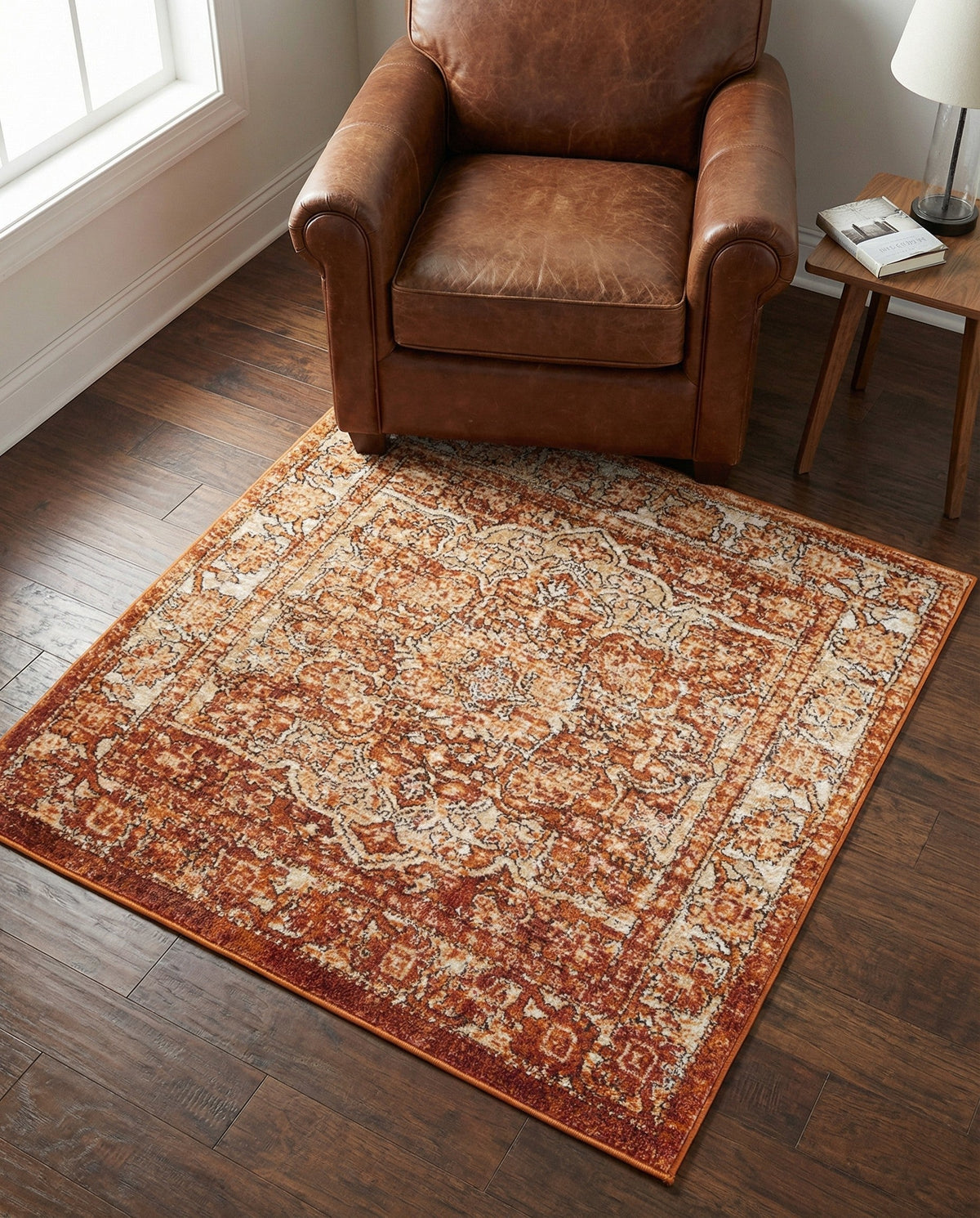 Savannah Soiree Collection Area Rug -  Everglade (Rust Red) Square Rust Red  lifestyle 82