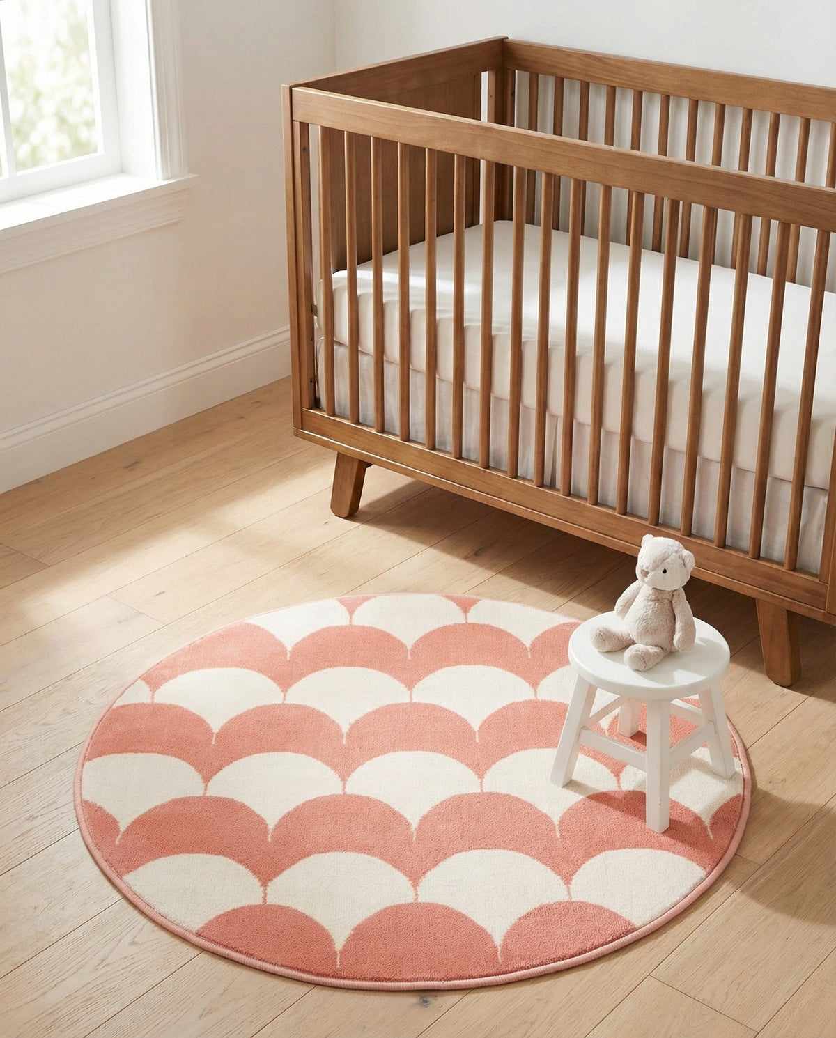 Wonder Tykes Collection Area Rug - Sparklewood Round Soft Coral Pink  lifestyle 163