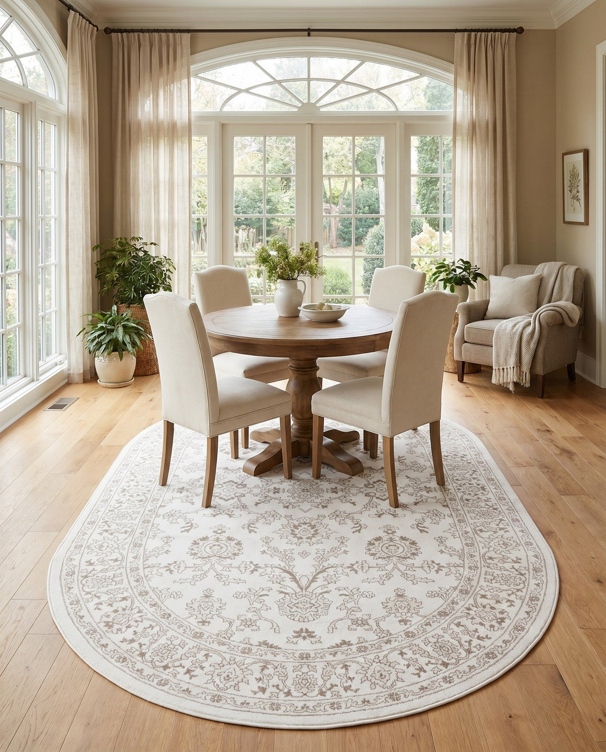 Savannah Elegance Collection Area Rug - Augusta (Ivory) Oval Ivory  lifestyle 114