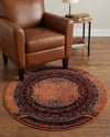 Marrakesh Elegance Collection Area Rug -  Sijilmasa Round Orange  lifestyle 36