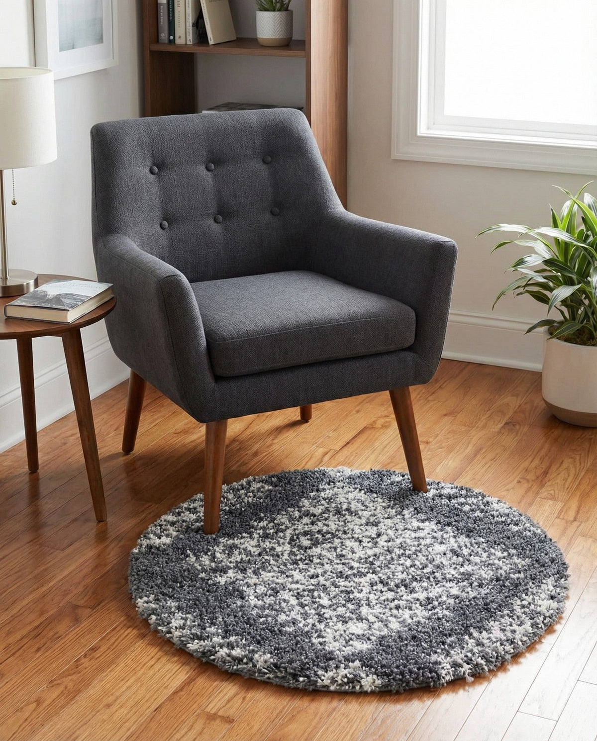 Tranquil Tides Shag Collection Area Rug -  Azure Round Gray  lifestyle 122
