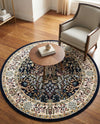 Persian Elegance Collection Area Rug -  Kerman (Navy Blue) Round Navy Blue  lifestyle 41
