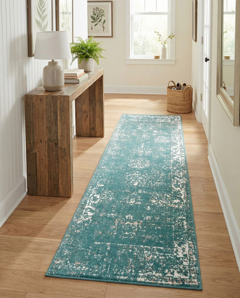 Riviera Elegance Collection Area Rug - Antibes (Turquoise) Runner Turquoise  lifestyle 77