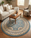 Persian Elegance Collection Area Rug -  Mashhad Round Blue  lifestyle 71