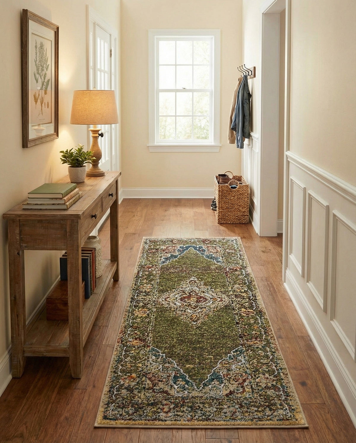 Savannah Soiree Collection Area Rug - Serengeti (Green) Runner Green  lifestyle 99