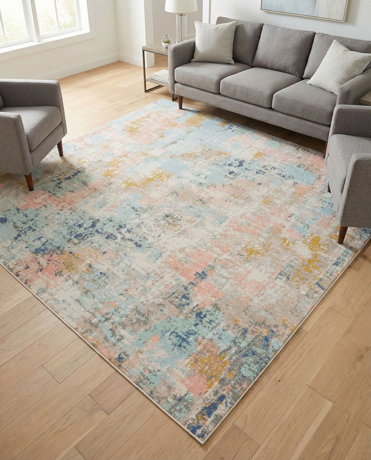 Lagoon Oasis Collection Area Rug -  Seagrass Square Multi  lifestyle 91