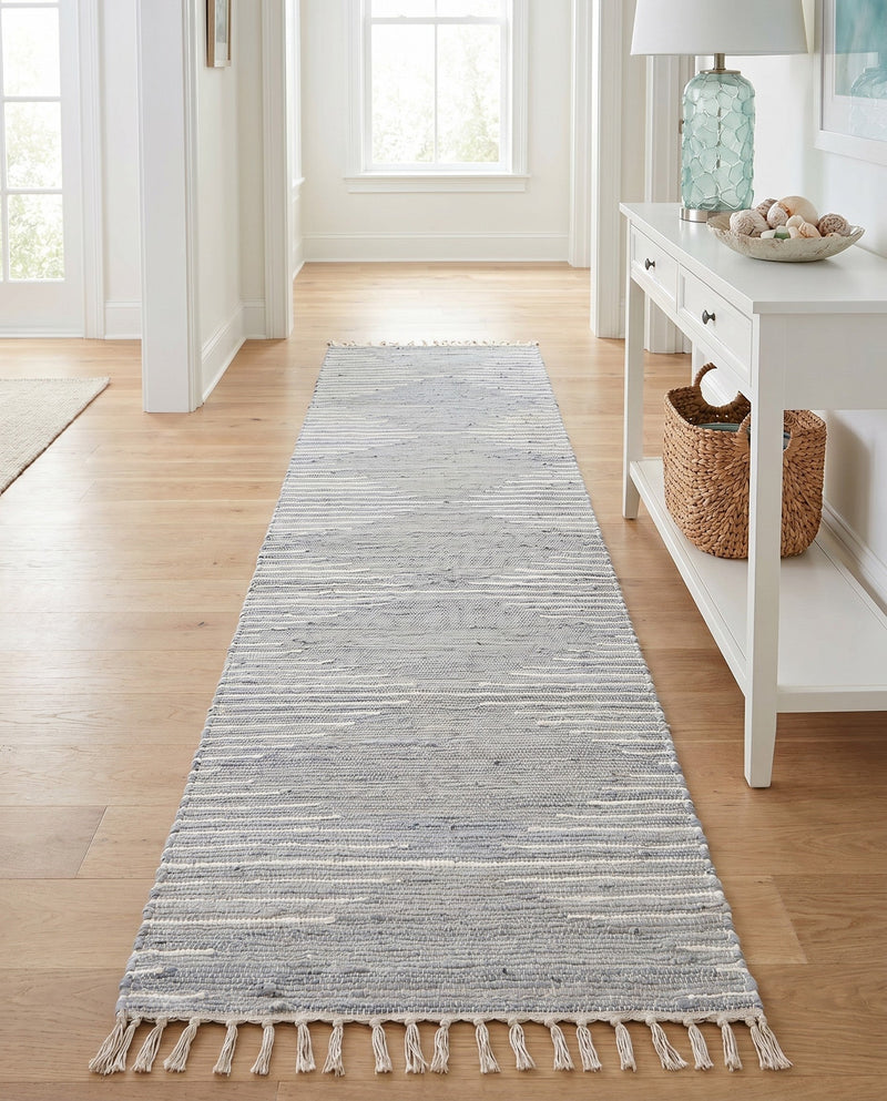 Thar Cotton Collection Area Rug - Jaisalmer (Light Gray) Runner Light Gray  lifestyle 60