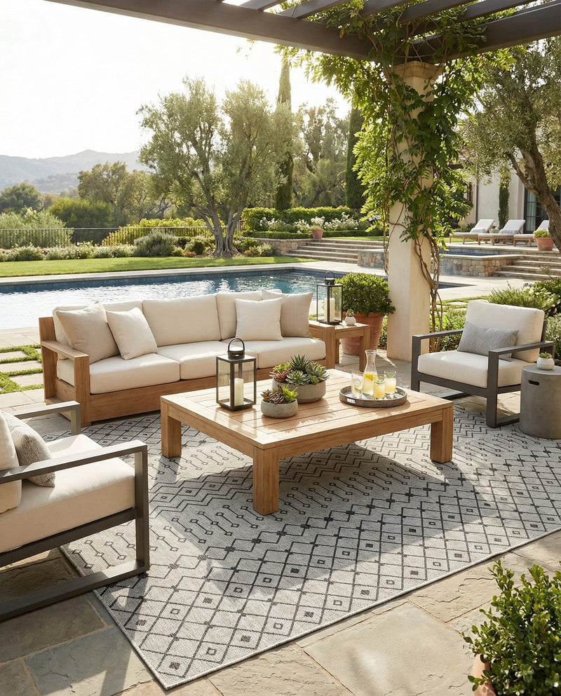 Savannah Pergola Collection Area Rug -  Pergola (Gray) Square Gray  lifestyle 71