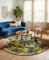 Riviera Elegance Collection Area Rug -  Menton (Navy Blue) Round Navy Blue  lifestyle 63